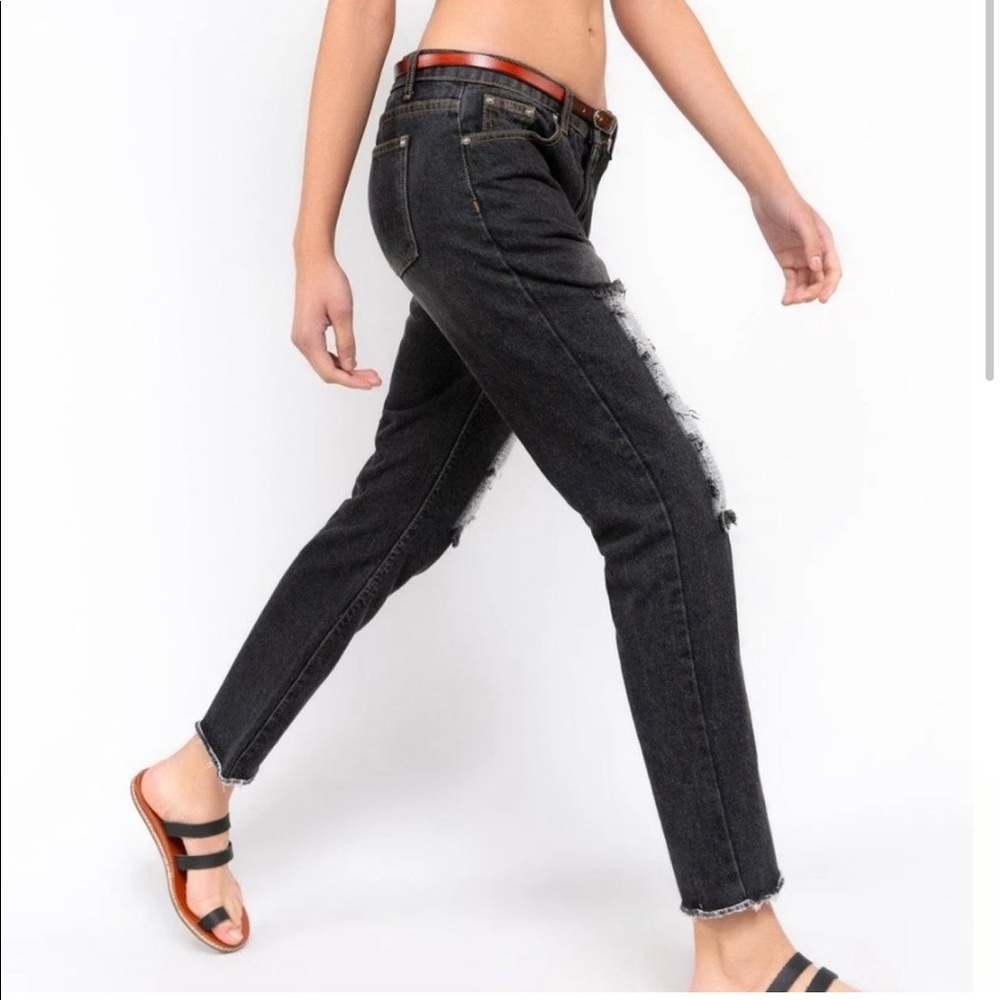 New! POL Black Denim Jeans Distressed w/ Mesh inside - Picture 3 of 13